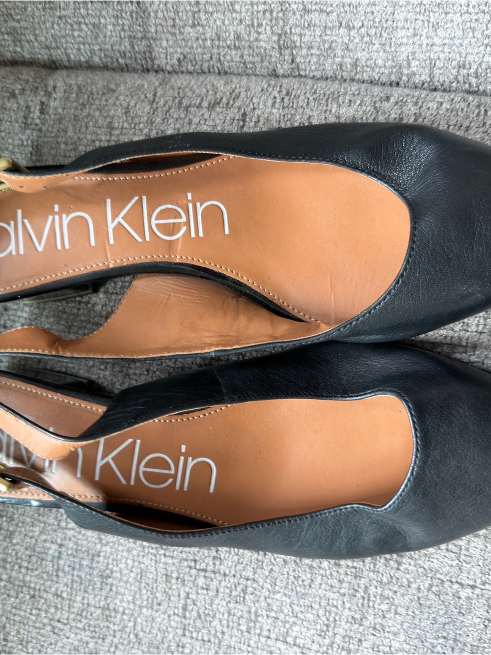Calvin Klein Black Leather Women's Slingback Heels